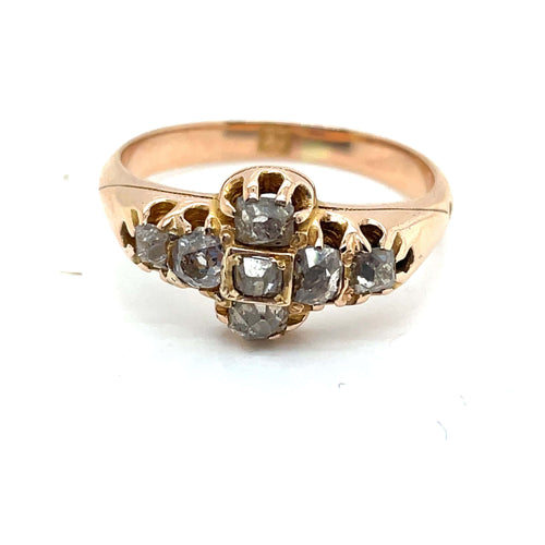 Bague 55 Bague ancienne or rose et diamants bruns 58 Facettes