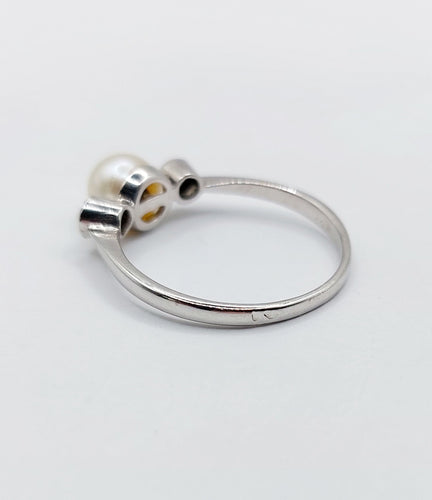 Bague 51 Bague art déco or blanc perle et diamants 58 Facettes A05571