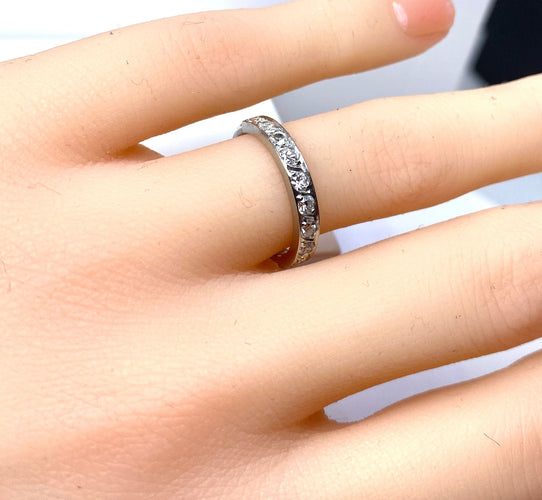 Půl Snubní prsten v Platina a diamanty