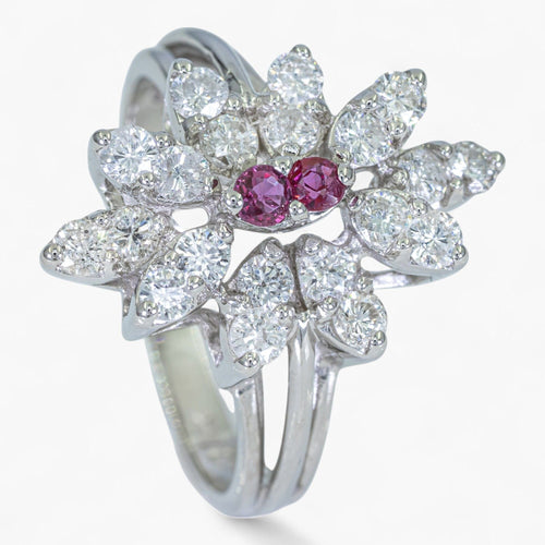 Bague 53 Bague Diamants et rubis 58 Facettes AG05