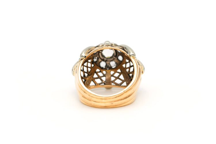 Bague 52 Bague Art Déco en or jaune et blanc sertie de diamants 58 Facettes 17664