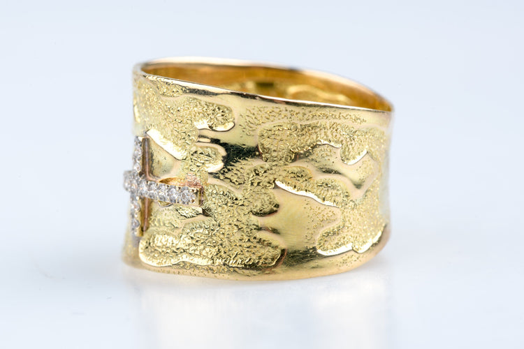 Bague 54 Bague croix en or jaune et diamants 0,12 ct 58 Facettes BG-130000543-107