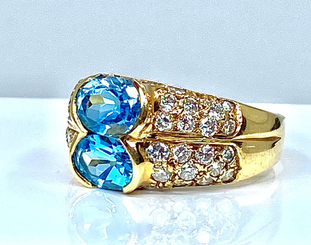 Bague 59 Bague bandeau Or jaune Topaze Diamants 58 Facettes AB229