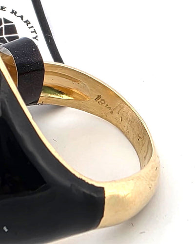 Bague Bague en or jaune et émail avec diamants 58 Facettes