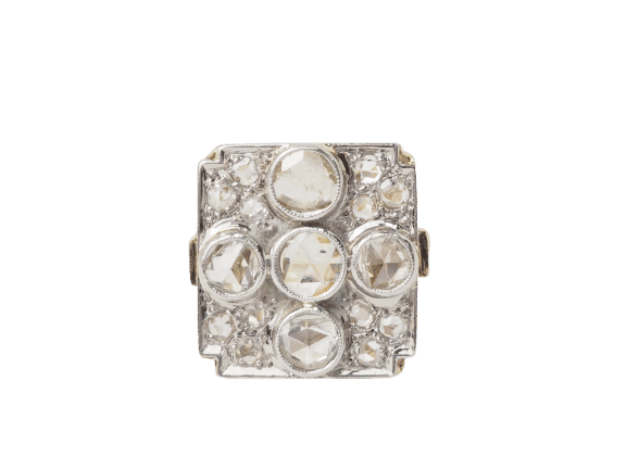 Bague 50 Bague ancienne en or jaune platine et diamants 58 Facettes 33539