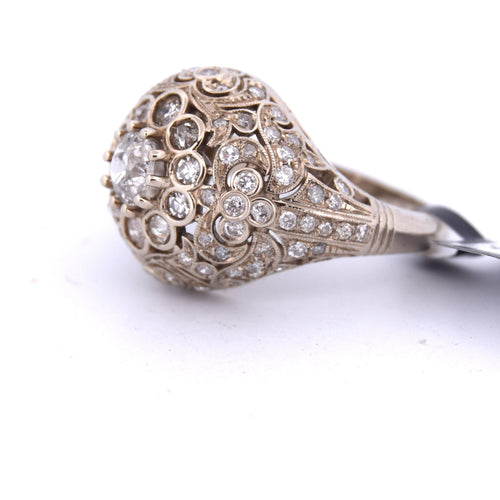 Bague 55 BAGUE ART NOUVEAU - OR BLANC 58 Facettes