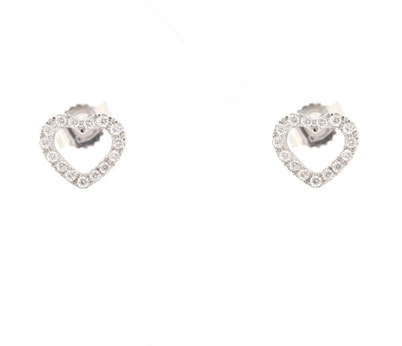 Boucles d'oreilles Boucles d'oreilles en or blanc en forme de cœur serties de diamants de 0,23 ct 58 Facettes 12506