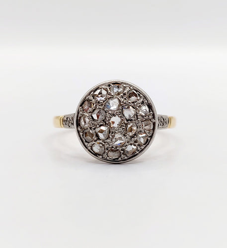 Bague 62.5 Bague cible or jaune, diamants taille rose (circa 1920) 58 Facettes A06337