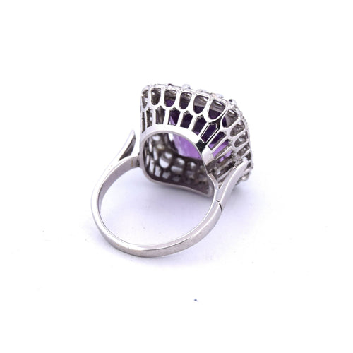 Bague 55 Bague vintage en or jaune avec améthyste et diamants 58 Facettes