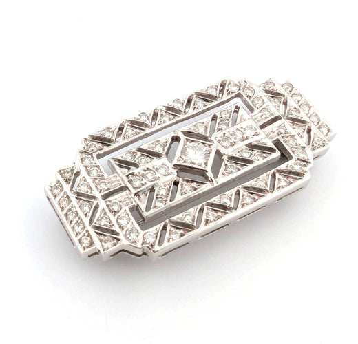 Broche Broche Art Déco en or blanc avec diamants 58 Facettes
