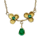 18K黄金三叶吊坠项链，镶嵌祖母绿 