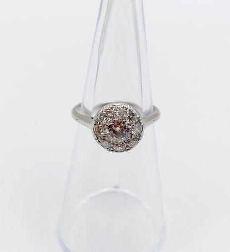 Bague 49 Bague marguerite art deco Platine et 0,65 carats diamant (circa 1940) cible 58 Facettes A06164