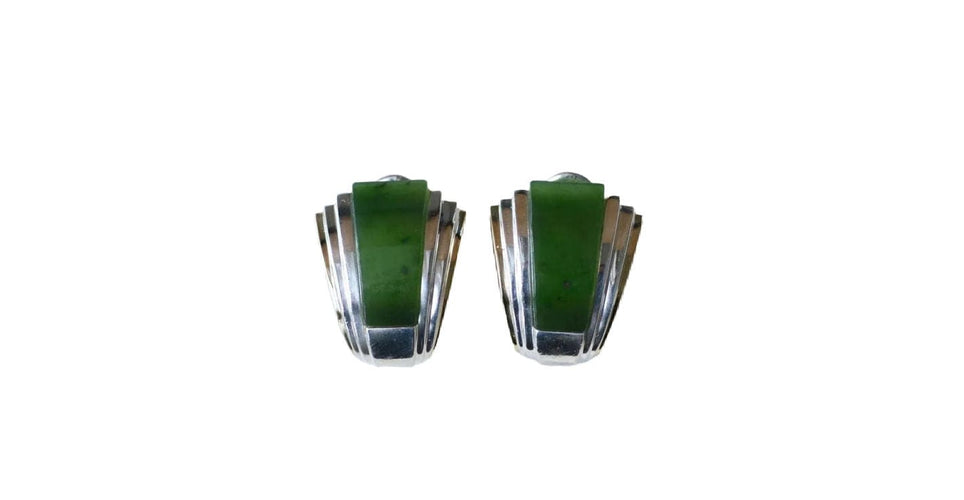 Boucles d'oreilles Boucles d'oreilles puiforcat par andré vassort jade sur or jaune et argent 58 Facettes