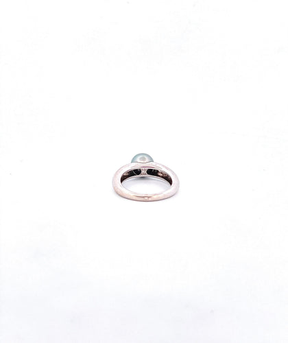 Bague 54 Bague jonc or blanc 18 carats perle de Tahiti et diamants 58 Facettes