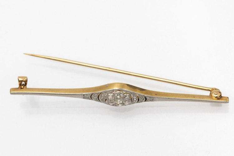 Broche Broche Art Déco en or jaune et platine, diamants, première moitié du XXe siècle 58 Facettes 10916