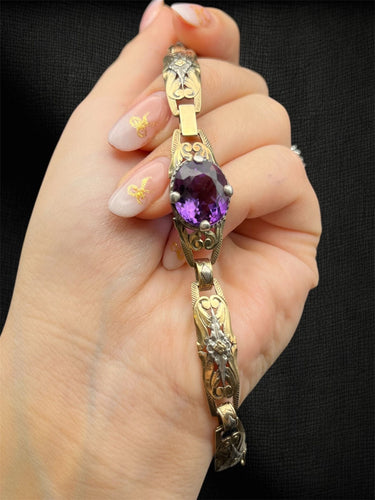 Bracelet Bracelet Princesse de la Nuit en or et argent avec une améthyste de 11,50 ct 58 Facettes