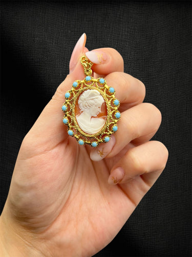 Pendentif Caméo « Gouttes de la mer » 58 Facettes