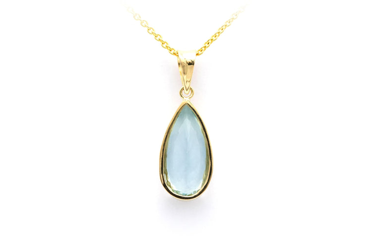 Pendentif Pendentif contemporain en or jaune 18 carats sertie d'une aigue marine 58 Facettes 22480