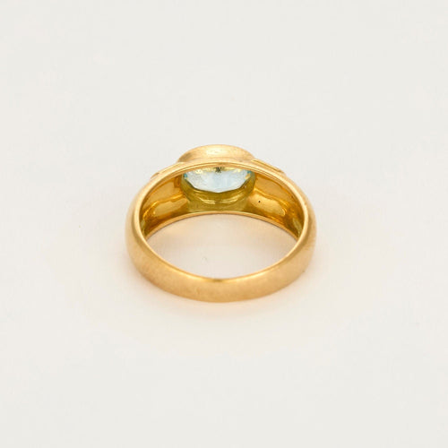 Bague 54 Bague jonc en or jaune, aigue marine 58 Facettes REU0901