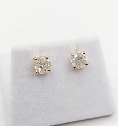 Boucles d'oreilles Puces d'oreilles vintage or rose et 2,00 carats de diamants 58 Facettes A06390