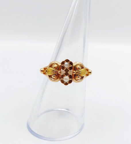 Bague 55 Bague toi et moi art nouveau en or rose 18k et perles 58 Facettes A06499