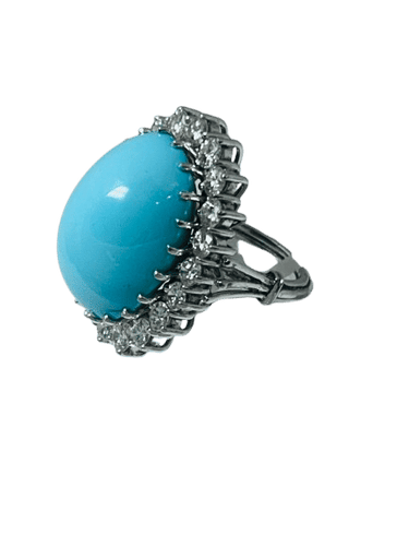 Bague 52 Bague en or blanc, turquoise et diamants 58 Facettes 258944