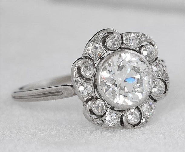 Bague Bague marguerite platine et brillant Art Déco 58 Facettes