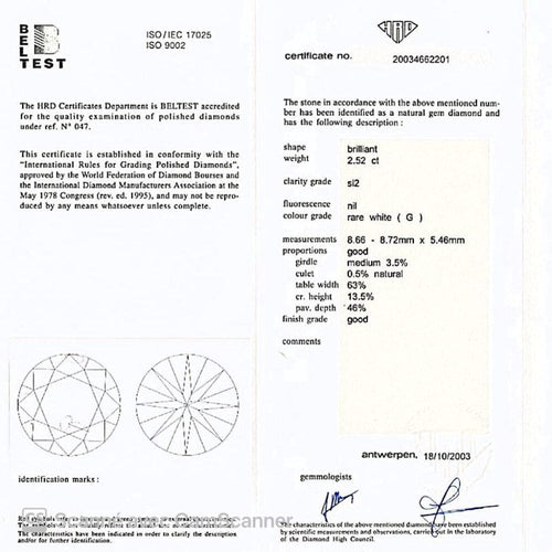 Bague 54 Bague diamant 2,52 carats, en or blanc. 58 Facettes 31503