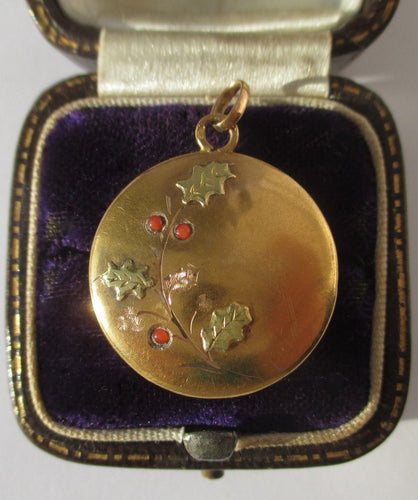 Pendentif Pendentif ancien porte-bonheur houx en or rose 18 carats 58 Facettes