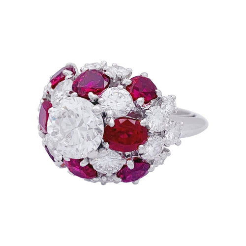 Bague 52 Bague platine, diamants, rubis. 58 Facettes 33584