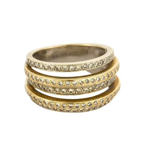 Bague 56 Bague en or jaune, blanc et diamant 58 Facettes DIN0163