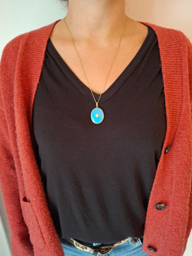 Pendentif Pendentif Photo en or jaune et émail 58 Facettes