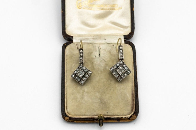 Boucles d'oreilles Boucles d'oreilles anciennes en or serties de diamants taille ancienne, Scandinavie, vers 1900. 58 Facettes 9711