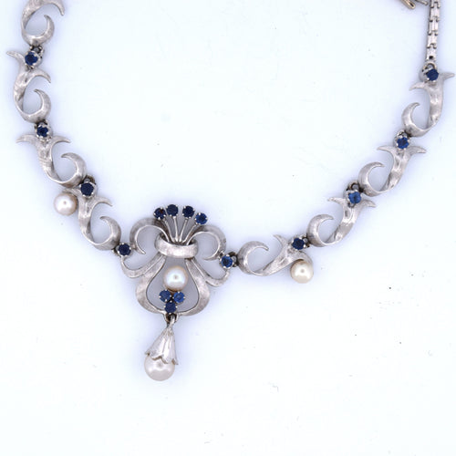 Collana vintage '60 perle zaffiri 58 Facettes