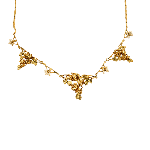 Collier Collier draperie or jaune et perles 58 Facettes NAR0151