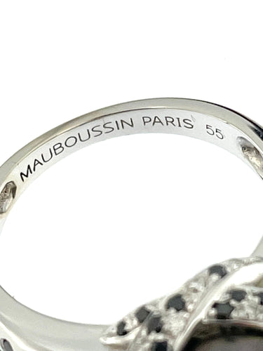 Bague 55 MAUBOUSSIN - Bague Perle Caviar or blanc et diamants noir et blanc 58 Facettes