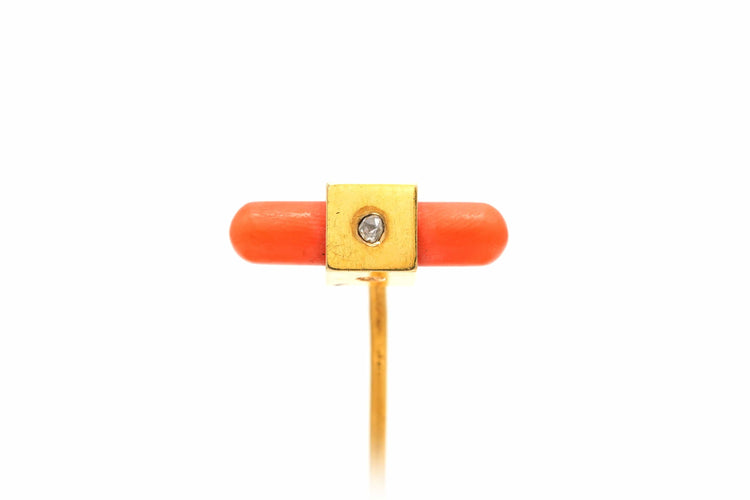 Broche Broche Napoléon III en or jaune sertie de corail et de diamants 58 Facettes B610