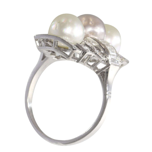 Bague 58 Glamour géométrique : une bague Art déco en diamant et perle 58 Facettes 22297-0116