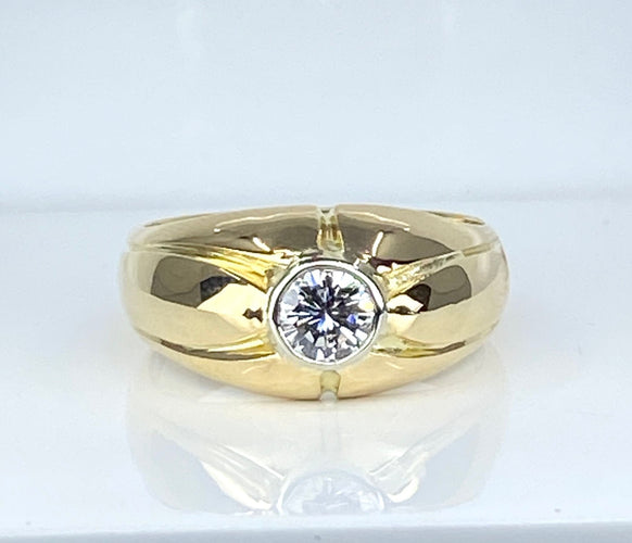 Bague 58 Bague jonc en or jaune 18 carats et diamants 0,50 carat 58 Facettes AB590bis
