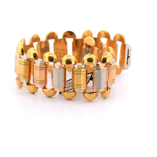 Bracelet Bracciale vintage en or jaune, blanc et rouge 18 kt 58 Facettes