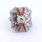 Platinring mit Diamanten und Korallen 