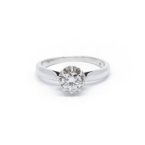 Bague 54 Solitaire or blanc diamant 58 Facettes 190163R