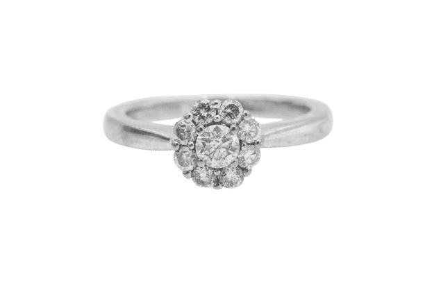 Bague 51 Bague contemporaine en or blanc sertie de diamants. 58 Facettes 10322