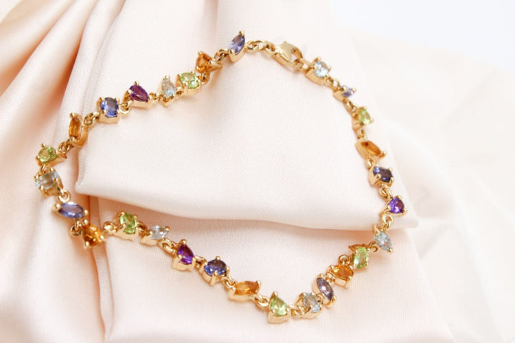 Bracelet Bracelet rivière multicolore or jaune 58 Facettes 250496