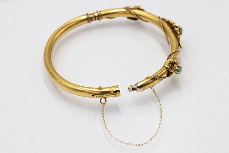 Bracelet Bracelet en or jaune avec turquoises et perles, début du XXe siècle 58 Facettes 11160