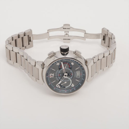 Montre Louis Vuitton - Montre chronographe Tambour Voyage en acier 58 Facettes