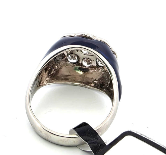 Bague 48 Bague en platine et émail avec diamants 58 Facettes