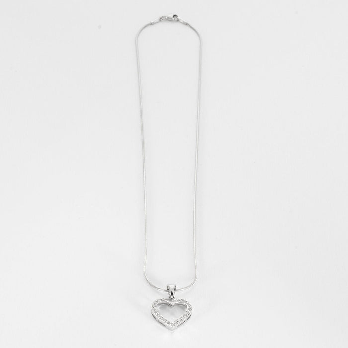 Pendentif Chaine et pendentif coeur en or gris 58 Facettes