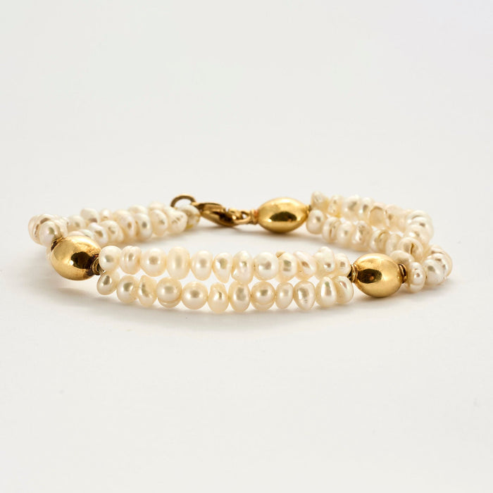 Yellow gold baroque pearl bracelet