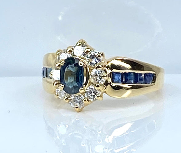 Bague 52 Bague jonc marguerite en or jaune 18 carats en saphirs et diamants 58 Facettes AB573